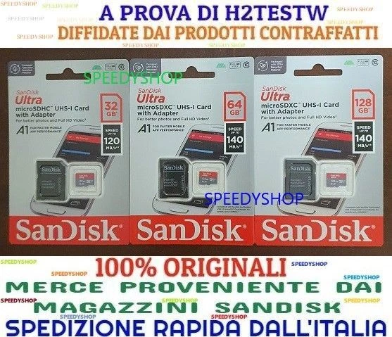 MicroSD SanDisk Ultra 16 32 64 128 GB CLASS 10 Scheda Memoria Micro SD ORIGINALE - Immagine 1 di 2