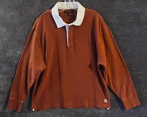 XL Banana Republic Rugby Shirt Burnt Orange Long Sleeve Cotton Vintage - Picture 1 of 10