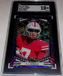2022 Leaf Draft CJ Stroud RC Metal Portrait Purple Wav P-CJS SGC GM 10 LOW POP 2 - Bild 1 von 13