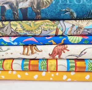 Cotton Fabric Dinosaur Fossil Animal Print Children FAT QUARTERS Craft Material - Picture 1 of 8