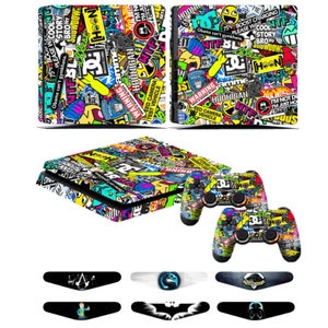 For PS4 Slim Console & 2 Controllers Grim Doodle Decal Vinyl Skin Wrap Sticker - Picture 1 of 7