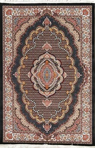 Floral Medallion Plush Soft Black Hereke Turkish Oriental Wool Acrylic 5x7 Rug - Picture 1 of 12