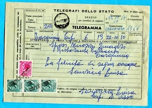SIRACUSANA £.40 + £.70 su TELEGRAMMA + stampatello CUPI DI VISSO (276440) - Imagen 1 de 2