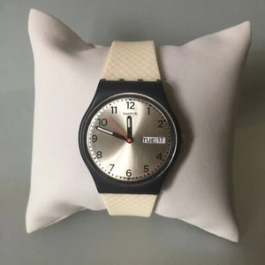 Swatch Watch White Delight GN720 Standard Gent 2014 Day Date Swiss Wristwatch - Picture 1 of 13