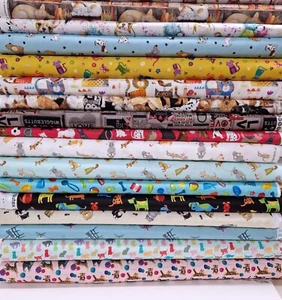 Cat Dog Cotton Fabric Furry Friends Pet themed Patchwork Craft Dress - Picture 1 of 50