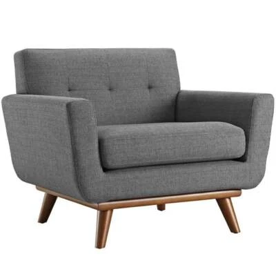 Modway Engage Modern Upholstered Fabric Tufted Armchair in Gray - Image 1 of 4