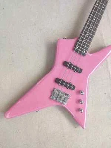 New Pink Shaped Bass Electric Guitar, Rosewood Fingerboard, High Quality - Picture 1 of 12