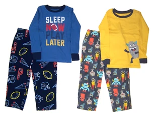 Carters Little Boys Size 4 Cotton & Fleece 2 Pc Pajama Set NWT Sports Monsters - Picture 1 of 7