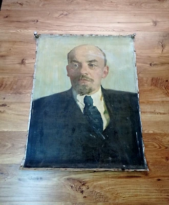 Pintura al óleo URSS Retrato de Vladimir LENIN. Propaganda comunista rusa soviética Foto 1 de 4