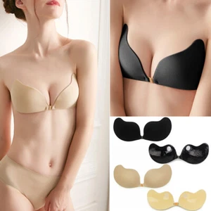 New Adhesive Invisible Bra Lift Up Strapless Silicone Nipple Sticky Sexy Bras NK - Picture 1 of 17