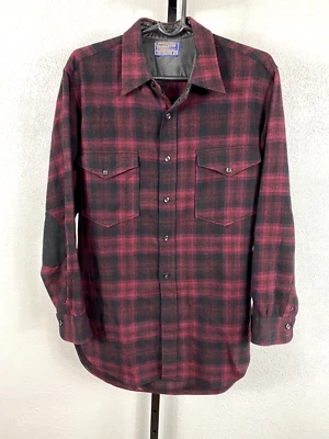 Camisa de franela de lana Pendleton vintage con parches en el codo 15 1/2 para hombre M larga/L Foto 1 de 4
