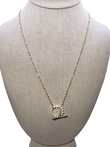 Lucky Brand Gold-Tone Imitation Pearl Loop 25" Lariat Necklace NWT - Picture 1 of 4