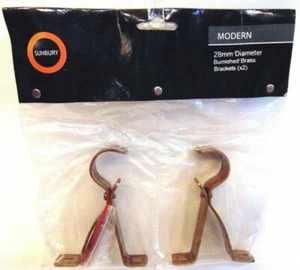 2x Wall Brackets for 28mm Curtain Poles Burnished Brass #SBM032 Sunbury Modern - Picture 1 of 2