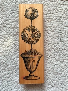 Embossing Arts Co. Wooden Rubber Stamp 5in x 1.5in Flower Tree, Potted Plant - Picture 1 of 5