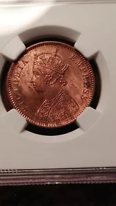 1880 (C) Calcutta India 1/4 Anna NGC MS63 RB Gorgeous Choice UNC RB *1356* - Picture 1 of 4