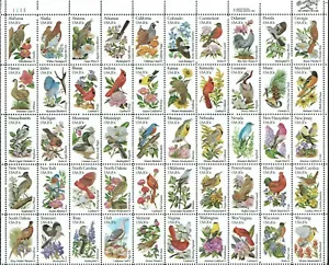 USA sc#2002b Birds and Flowers, full Pane with Folder and Enveloppe, Mint-NH - Foto 1 di 1