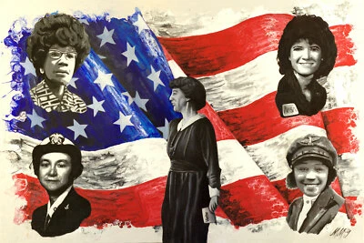 🔵 FIRST OF MANY | Original Painting Art Decor Portrait Famous Woman - Image 1 of 4