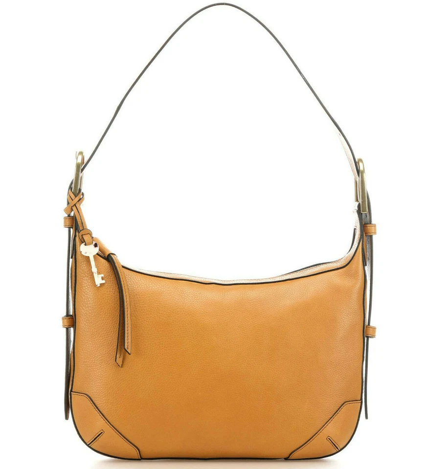 Fossil Hannah Hobo Shoulder Bag Amber Gold Leather ZB7953723 Tan Y