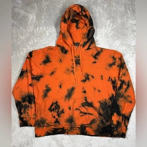 Blackcraft Cult Orange Black Tie Dye 100% Cotton Pullover Hoodie Size Small - Picture 1 of 14