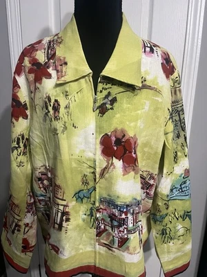 Chaqueta Coldwater Creek Lino Rayón Ligera Cremallera Frontal Grande Pequeña Foto 1 de 4