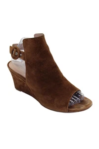 Gianvito Rossi Womens Suede Open Toe Slingbacks Wedge Heels Brown Size 39 9 - Picture 1 of 9