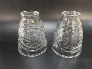 PINWHEEL Glass Light Shade SET OF 2 Clear Vintage 2" FITTER - Picture 1 of 8