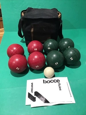 Vintage Sportcraft Bocce Ball Set 4.25" Dia. 3 lb Ball w/ Case Pallino Instructi - Image 1 of 4
