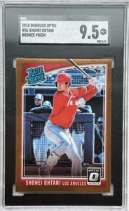 SGC 9.5 Shohei Ohtani Bronze Prizm 2018 Donruss Optic Rated Rookie 56 Batting SP - Picture 1 of 2