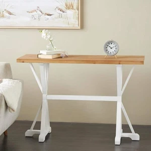 Litton Lane 47 in. White Extra Large Rectangle Wood Console Table with Angled - Picture 1 of 8