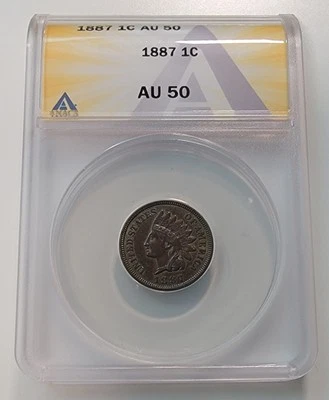 1887 Indian Head Cent 1C, AU 50 ANACS - Image 1 of 4