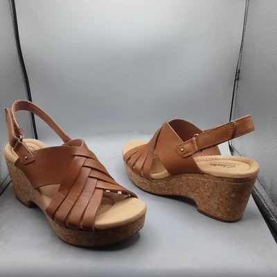 Clarks Giselle Glow Sandals Women's 8M Tan Leather Slingback A250 - Image 1 of 4