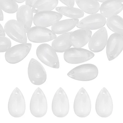50 piezas cuentas de lágrima de cristal, dije perforado superior checo, blanco Foto 1 de 4