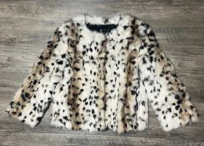 Love Token Rabbit Fur Animal Print Jacket Size Small - Image 1 of 4