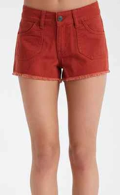 Burnt Orange Rust Color Frayed Hem Cotton Denim Women Shorts Juniors Size 13 - Imagem 1 de 3
