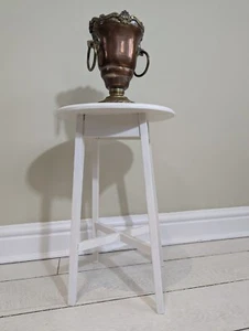 Arts & Crafts Round Table Lamp Side Table Painted White Postage Available - Picture 1 of 15