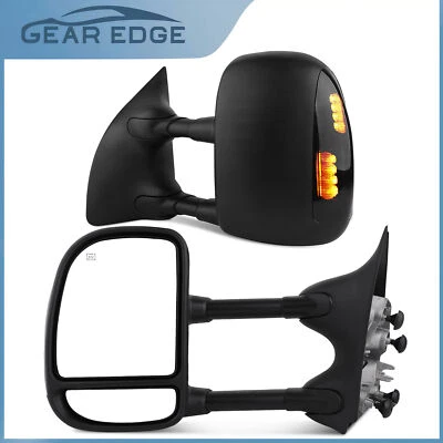 Power Heated Tow Mirrors For 99-07 Ford F-250 F-350 F450 Super Duty Turn Signal - Image 1 of 4