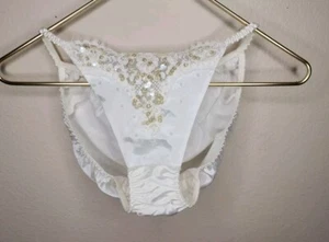VTG 90s Victoria's Secret Second Skin Satin Lace String Bikini Panties MEDIUM - Picture 1 of 6