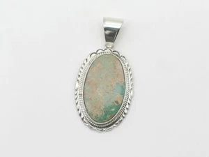Native American Sterling Silver and Royston Turquoise Navajo Handmade Pendant  - Foto 1 di 7