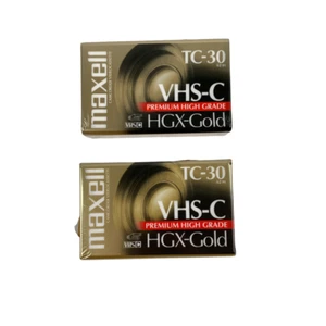 Maxwell VHS-C TC-30 HGX-Gold Premium High Grade Video Tapes 2 New Sealed - Picture 1 of 5