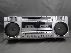 Vintage Sharp GF 500 AM/FM Doppel Kassette Radio Ghettoblaster Metall Japan LESEN - Bild 1 von 24