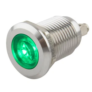 Luz de control LED SeKi V2A acero inoxidable luz de señalización Ø12 mm verde indicador IP67 - Imagen 1 de 5
