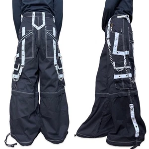 RARO Tripp NYC Goth Skate Grunge Cinghie Baggy Bondage y2k Pantaloni Pantaloncini AF2265M - Foto 1 di 7