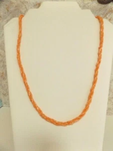 Vintage Angel Skin Branch Coral Cylinder Bead Triple Strand 24" Necklace - Picture 1 of 3