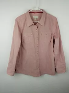 Christopher & Banks XL Womens Blouse Button Red Thin Stripe Long Sleeves A29 - Picture 1 of 4