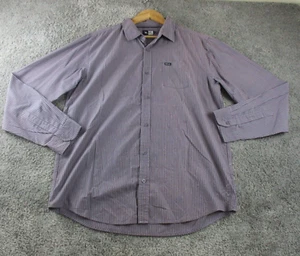 Ripcurl Shirt Large Long Sleeve Button Up Collared Cotton Striped Purple - Picture 1 of 11