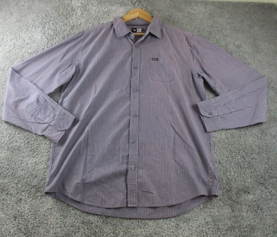 Ripcurl Shirt Large Long Sleeve Button Up Collared Cotton Striped Purple - Image 1 of 4