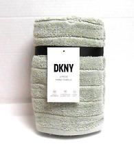 DKNY Set of 2 Green Hand Towels with Viscose Woven Stripes