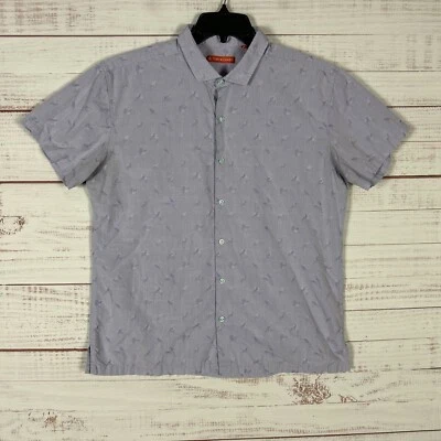 Tori Richard Shirt Mens Large Short Sleeve Purple Jacquard Birds Cotton - Image 1 of 4