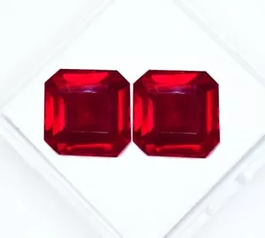 Par de gemas cuadradas de rubí rojo natural de 18,02 quilates sueltas certificadas WR09 - Imagen 1 de 12