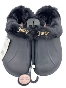 Juicy Couture Miss Cora FUR LINED Clogs Black Girls 2 NWT Plush - Picture 1 of 4